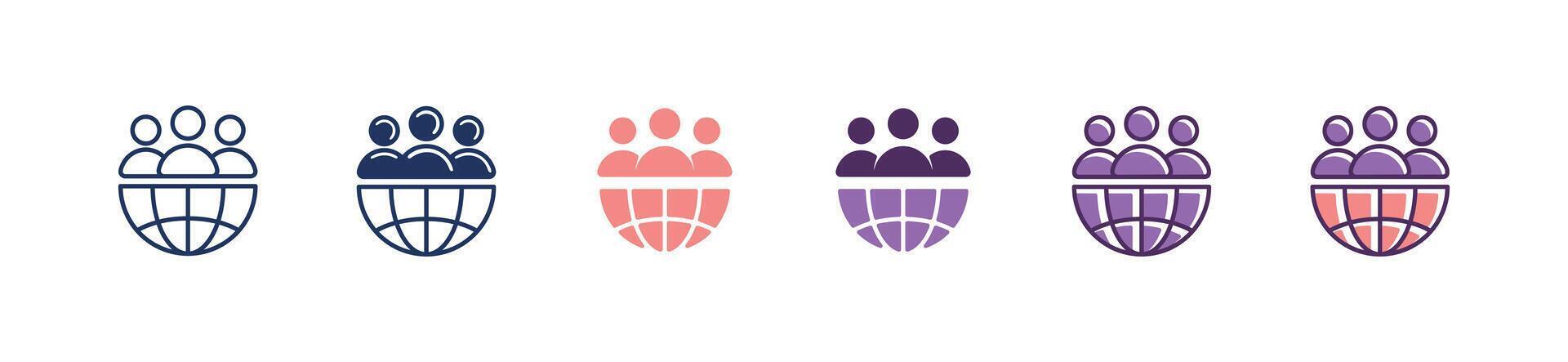 global community teamwork group company icon for worldwide business partnership organization symbol illustration vector
