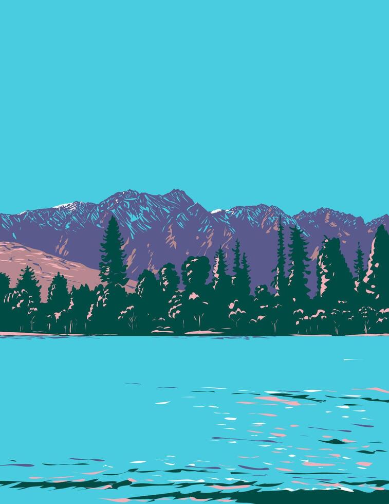 The Remarkables in Queenstown New Zealand WPA Poster Art vector