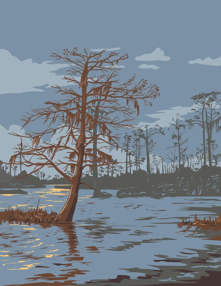 Bayou in Jean Lafitte National Historical Park Louisiana WPA Poster Art vector