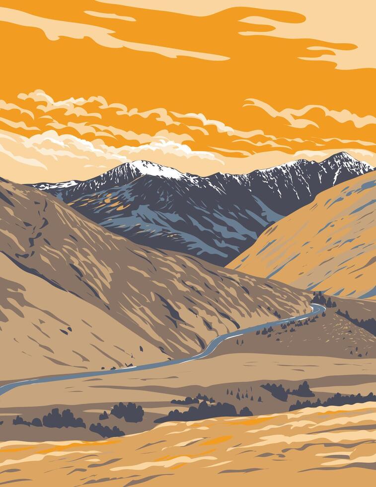 The Remarkables Kawarau in Queenstown New Zealand WPA Poster Art vector