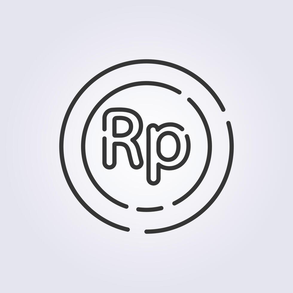 line art rupiah icon illustration design vector