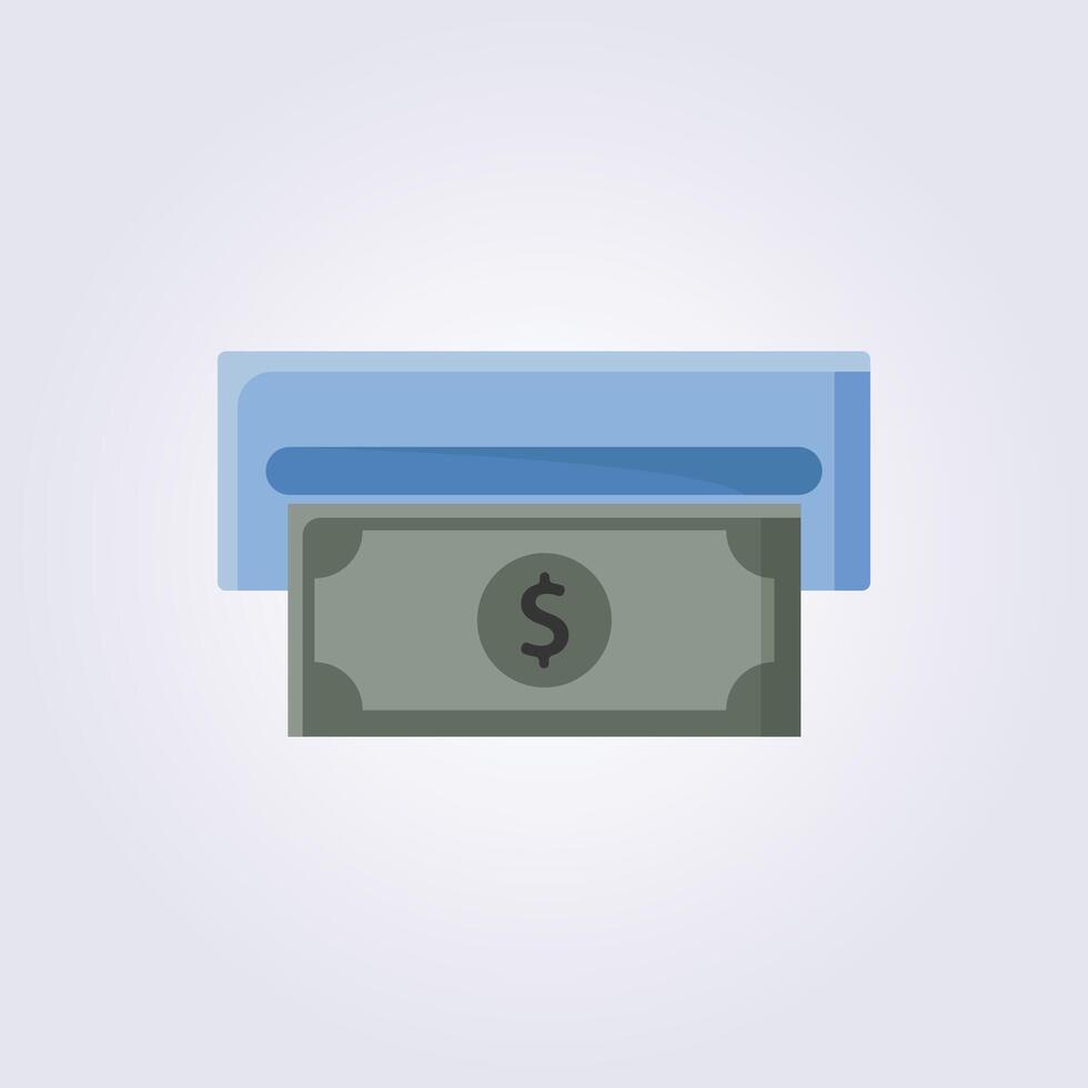 flat withdraw money at atm icon logo illustration design vector