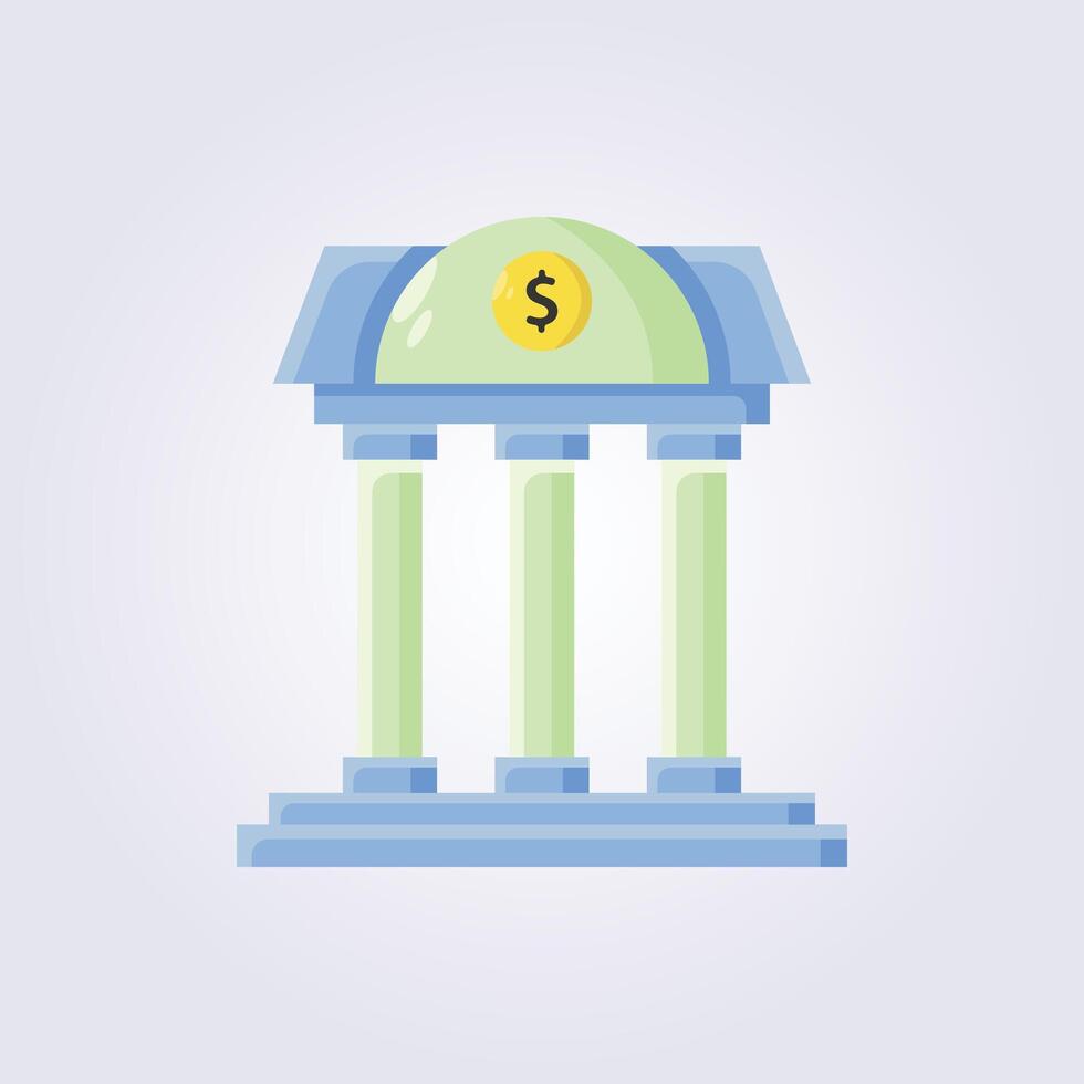 flat vintage bank architecture icon logo illustration design vector