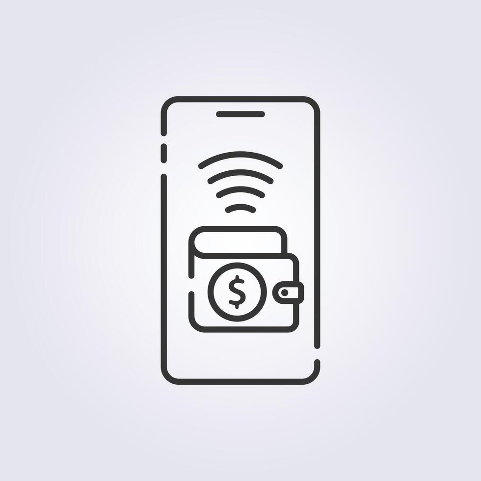 line art digital wallet icon logo illustration design, e wallet icon illustration vector