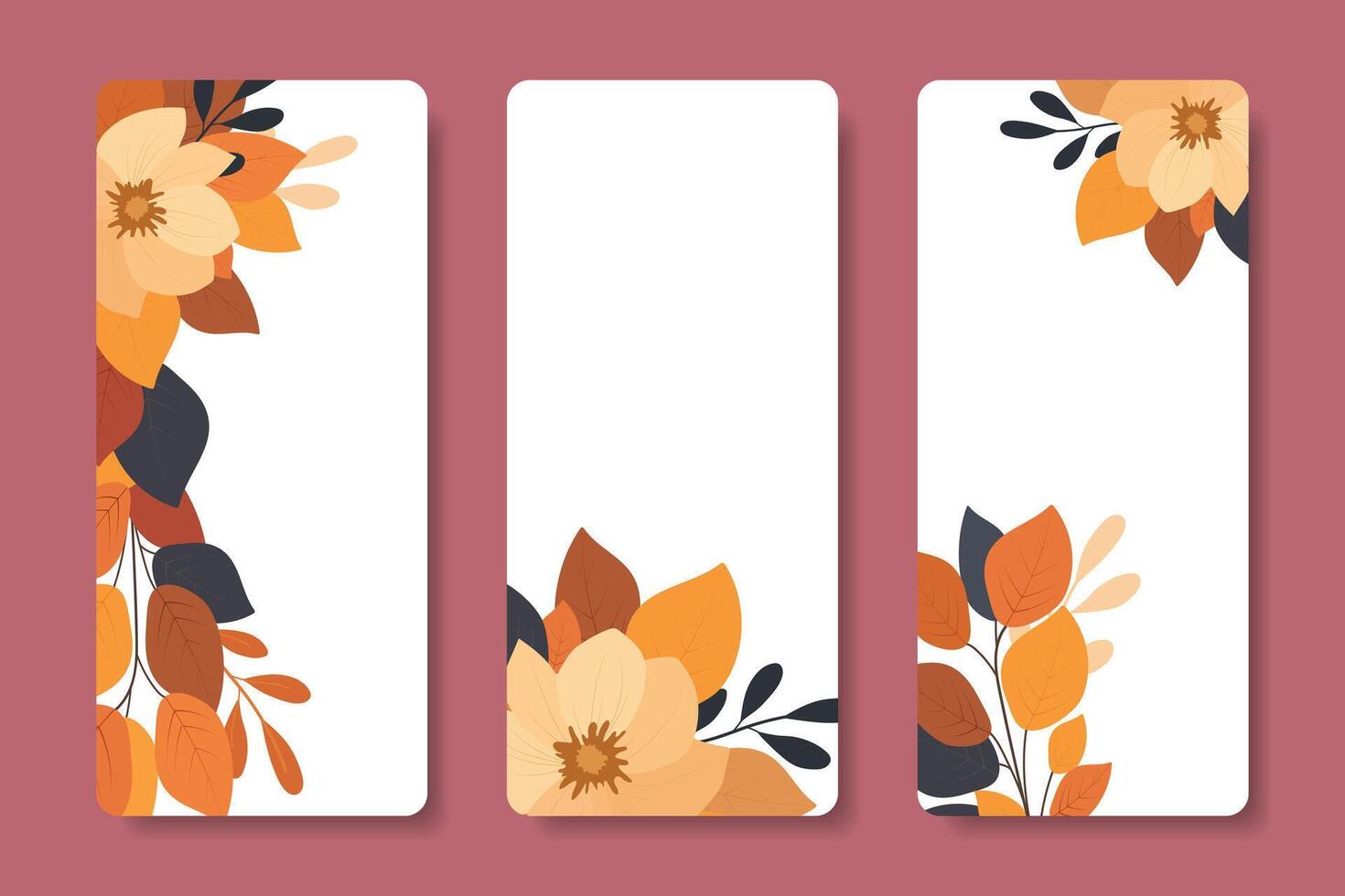 Set of backgrounds with flowers. Backgrounds of the day for invitations, cards, with place for text. vector