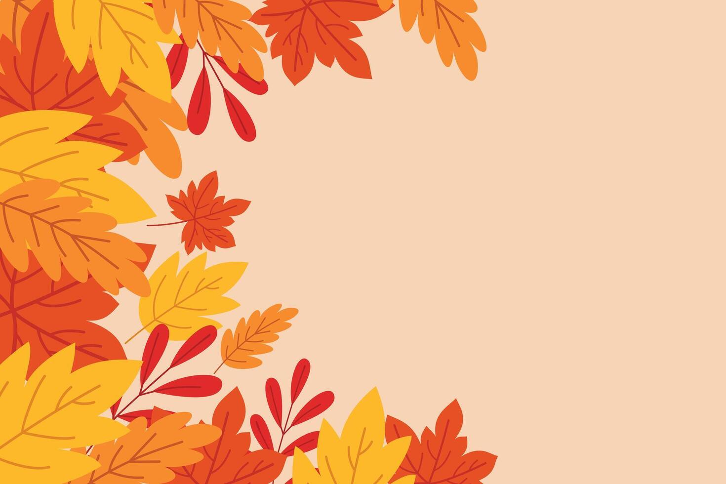 Autumn autumn background with yellow, red and orange autumn leaves, with space for text. vector