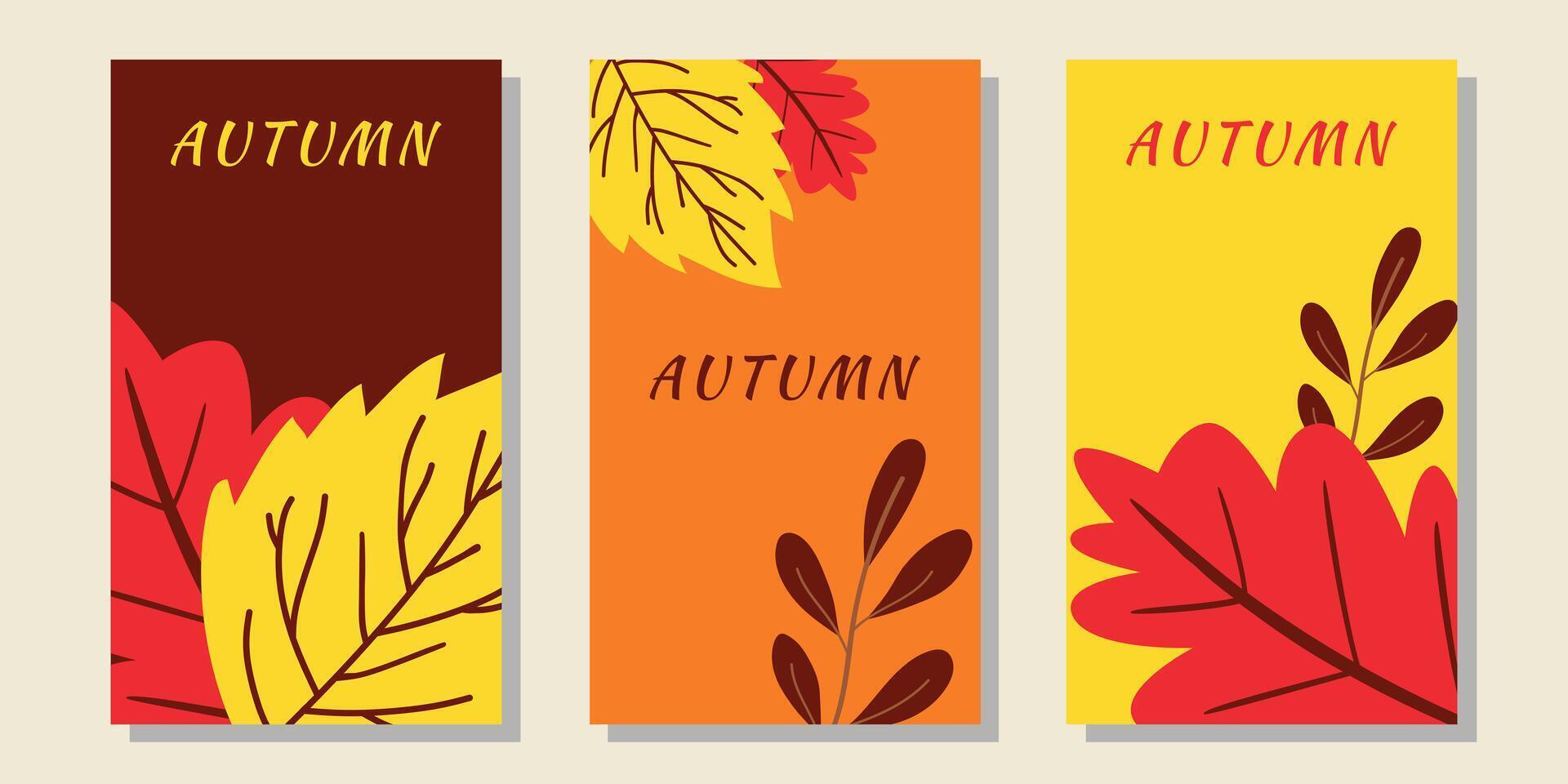 Set of autumn backgrounds. Autumn backgrounds for banner, poster, sale, social networks. vector