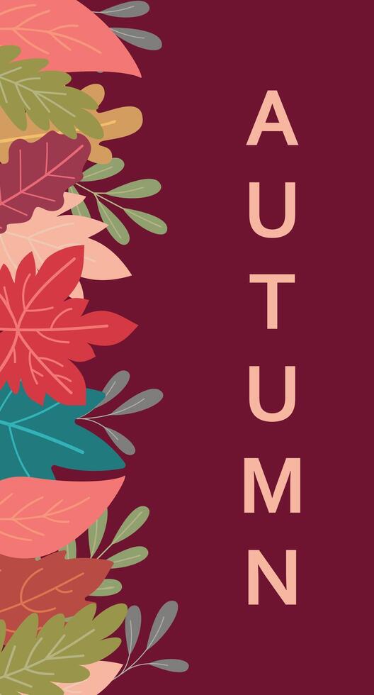 Vertical banner with autumn leaves. Autumn background for banner, poster, advertisement, sale, card. . vector