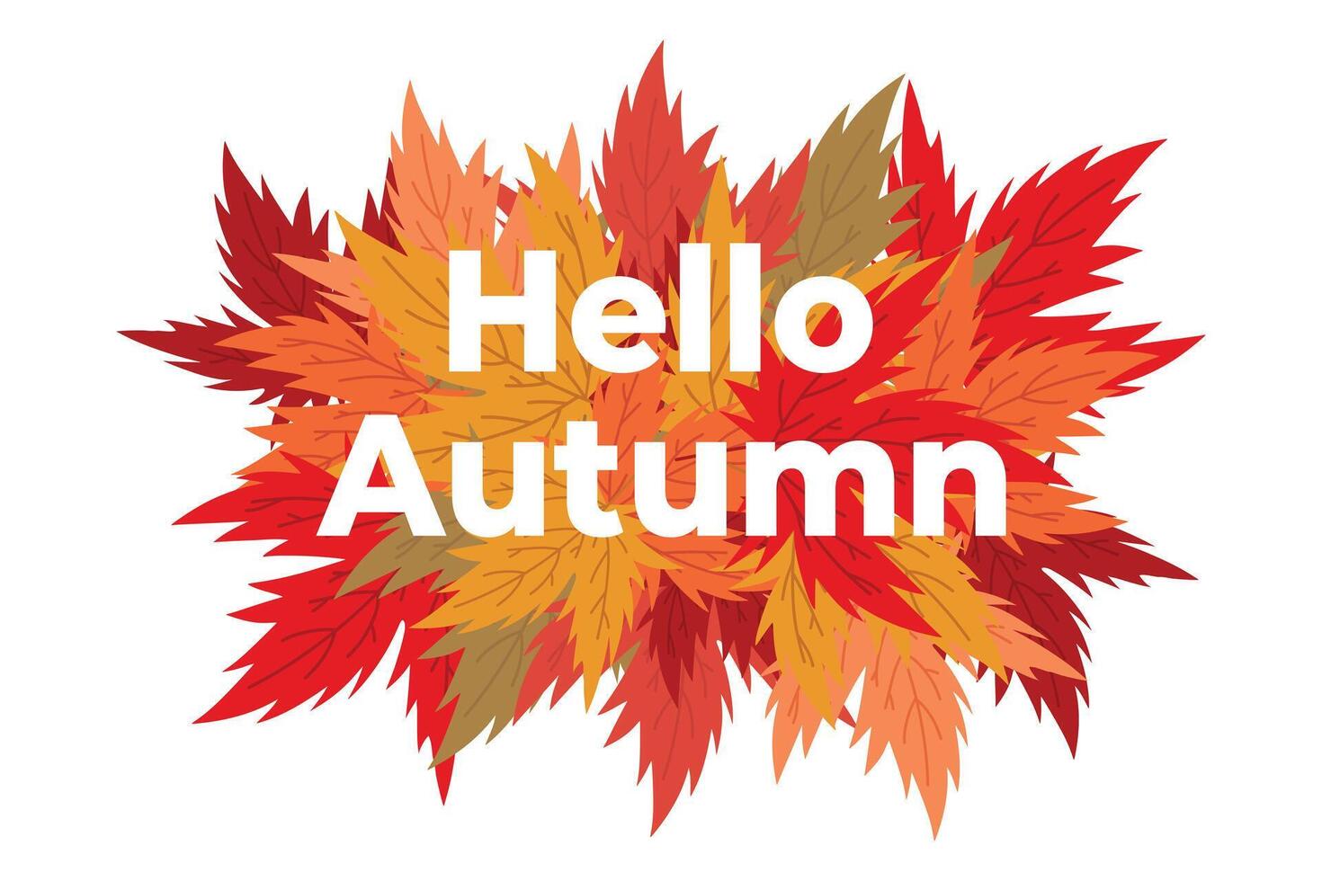 Autumn banner with the inscription - hello autumn - against the background of autumn leaves. vector