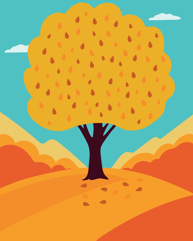 Autumn landscape in a minimalist style. vector