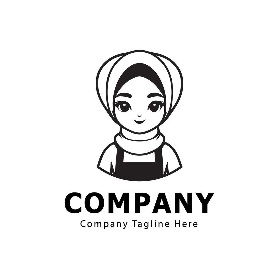 black line chef logo on white background vector
