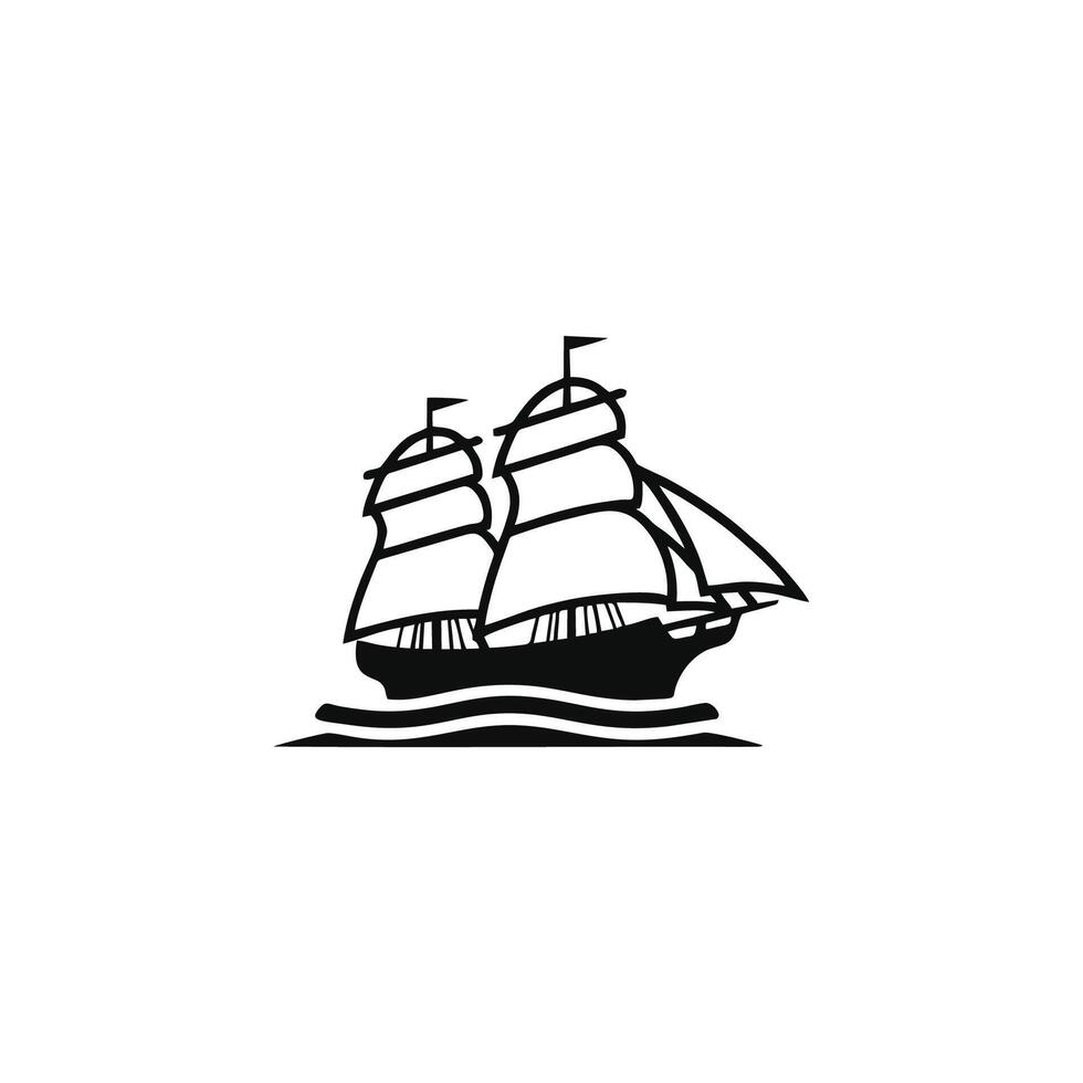 Sailing ship logo graphic design icon template, yacht, ocean, sailing, symbol, water, Design, abstract vintage illustration. vector