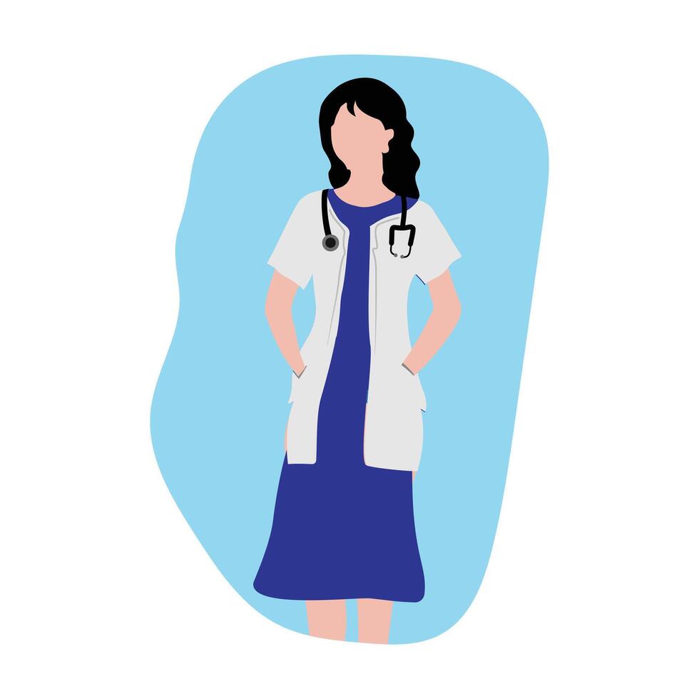 a woman in a doctor's coat and dress vector
