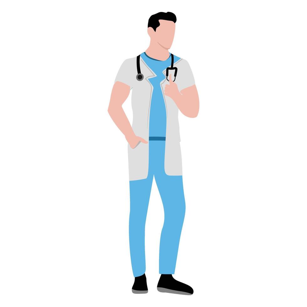 a man in a doctor's uniform is standing with a stethoscope vector