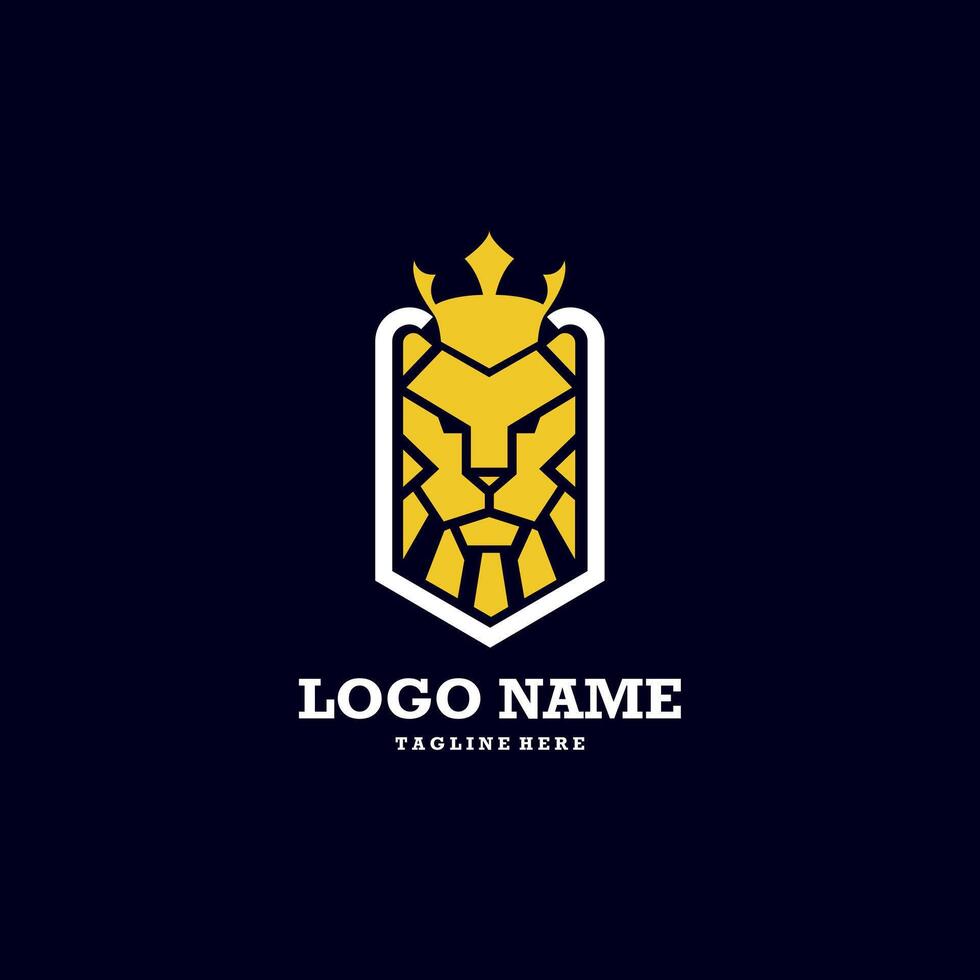 king lion shield logo design vector