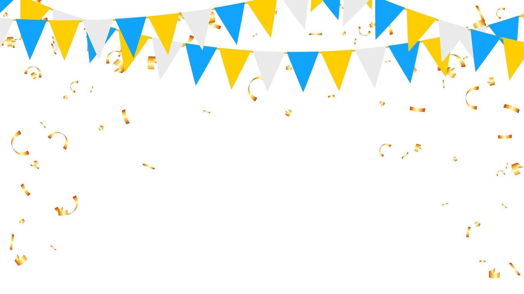 Flag garlands and falling confetti isolated ornament background for birthday, party, festival vector