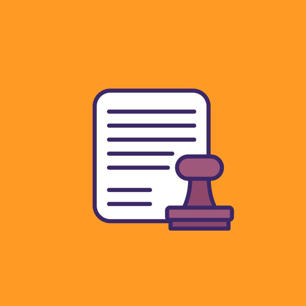 notary icon, stamp and document vector