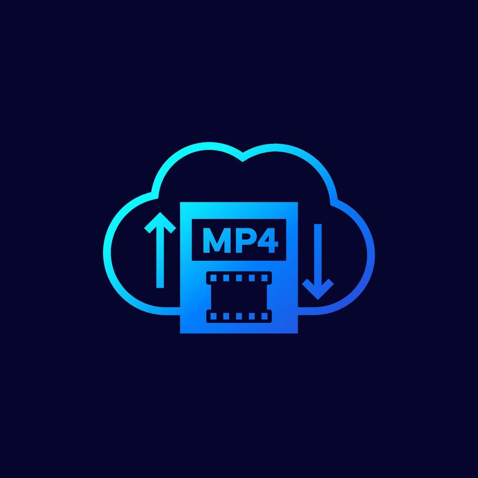 mp4 upload to cloud icon for web and apps vector