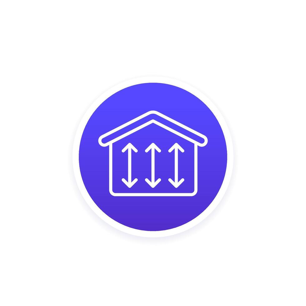 ceiling height line icon with house vector