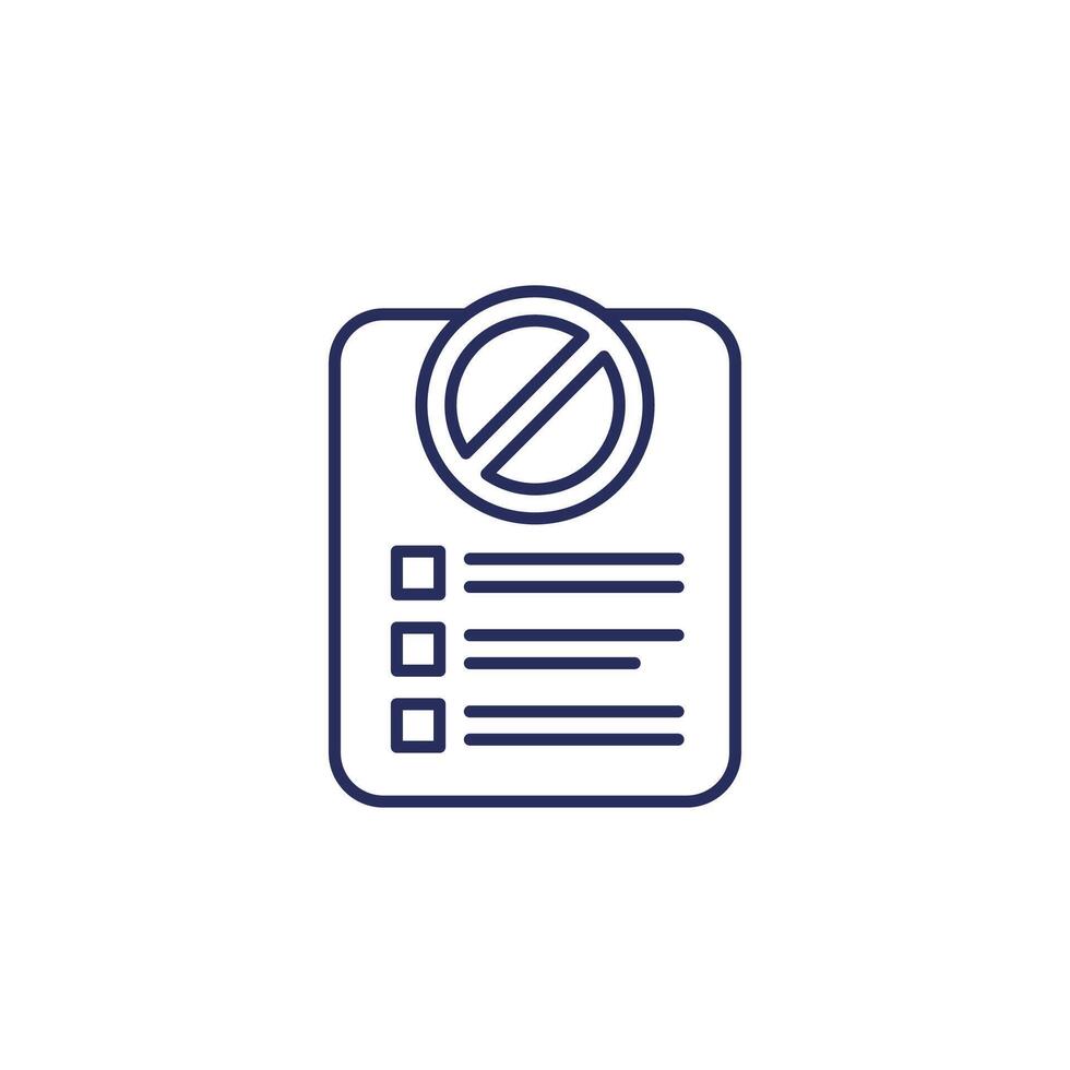 blacklist icon on white, line vector