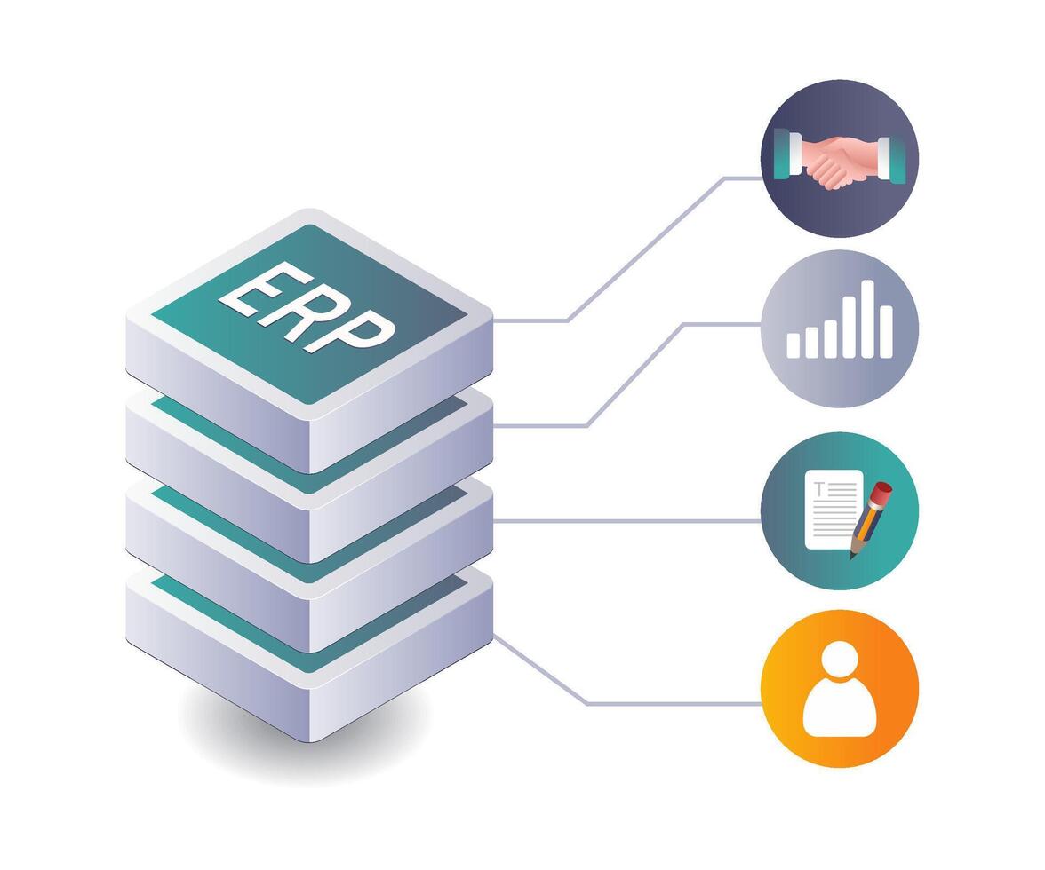 Business Transformation through ERP Solutions vector