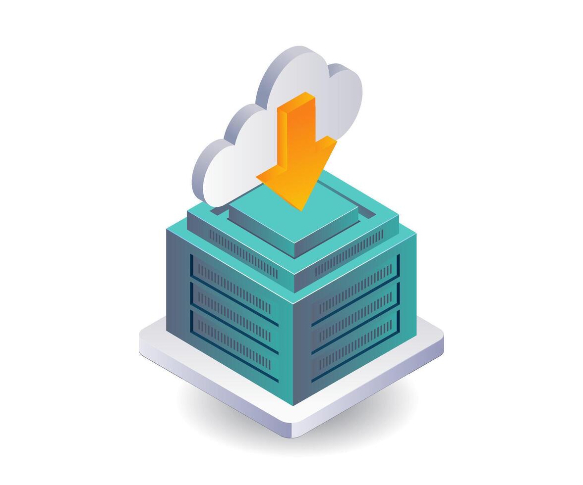 Process of Uploading and Downloading on Computer Servers vector