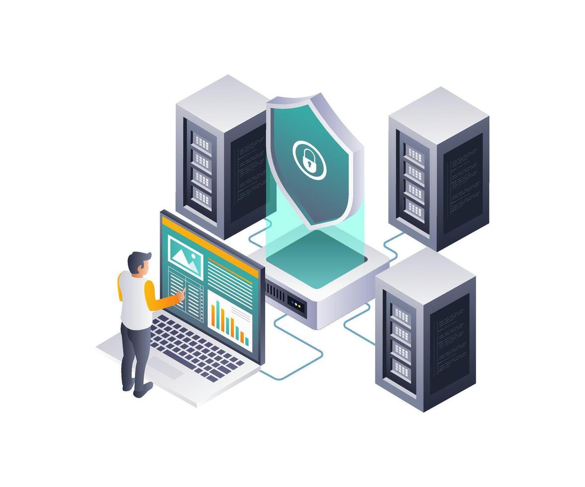 Strategic Analysis of Security Maintenance in Technology Servers vector