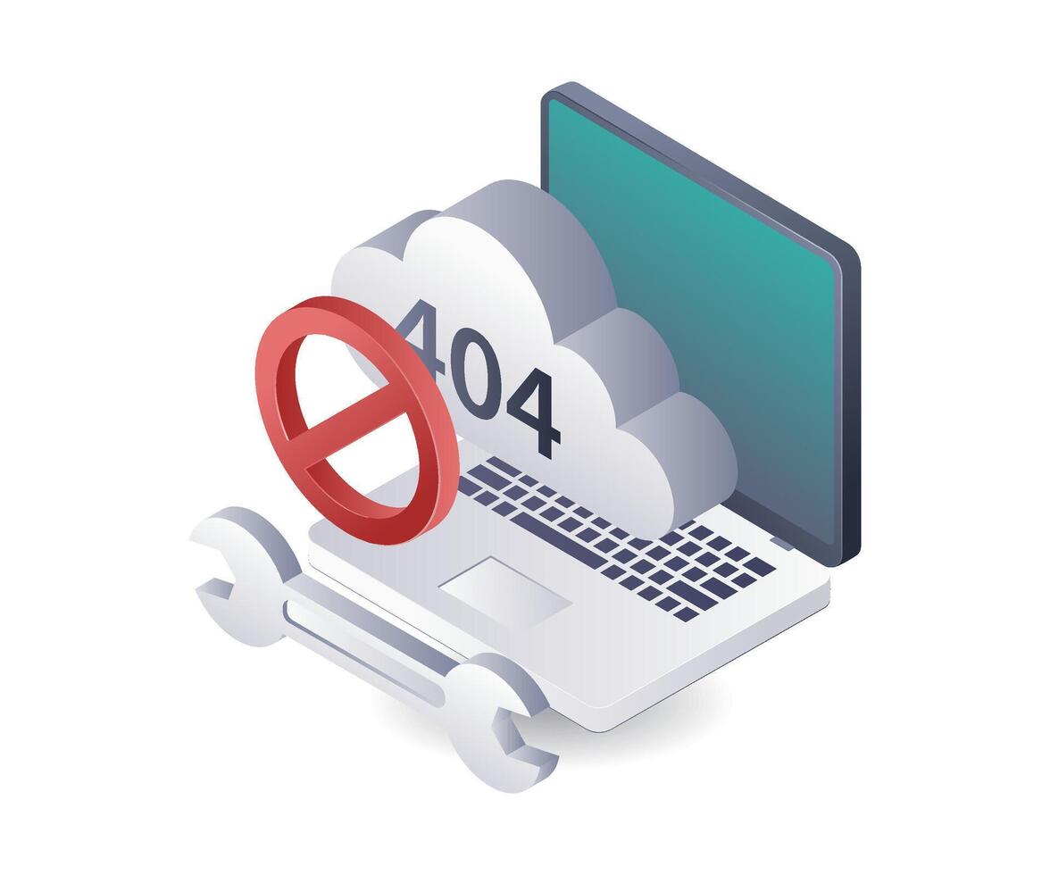 Warning Error code 404 in cloud server data system vector