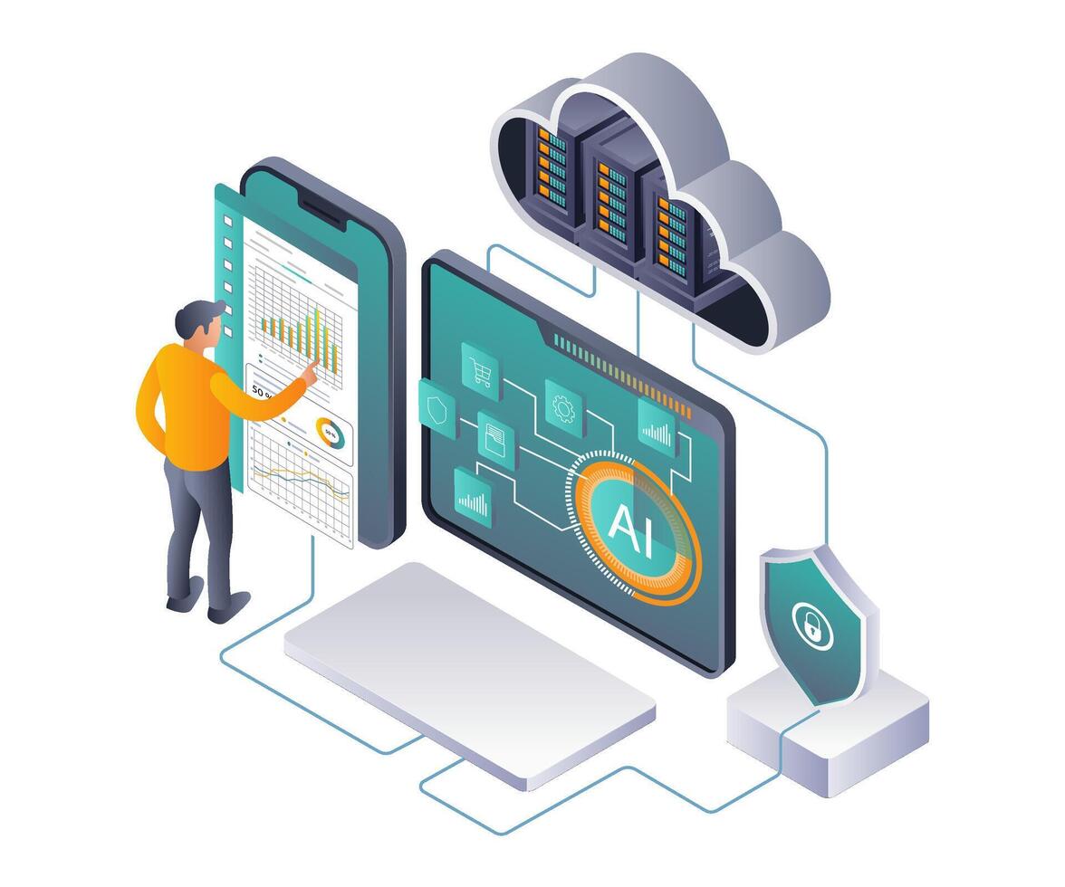 Impact of Data Analytics on Business Digital Transformation vector