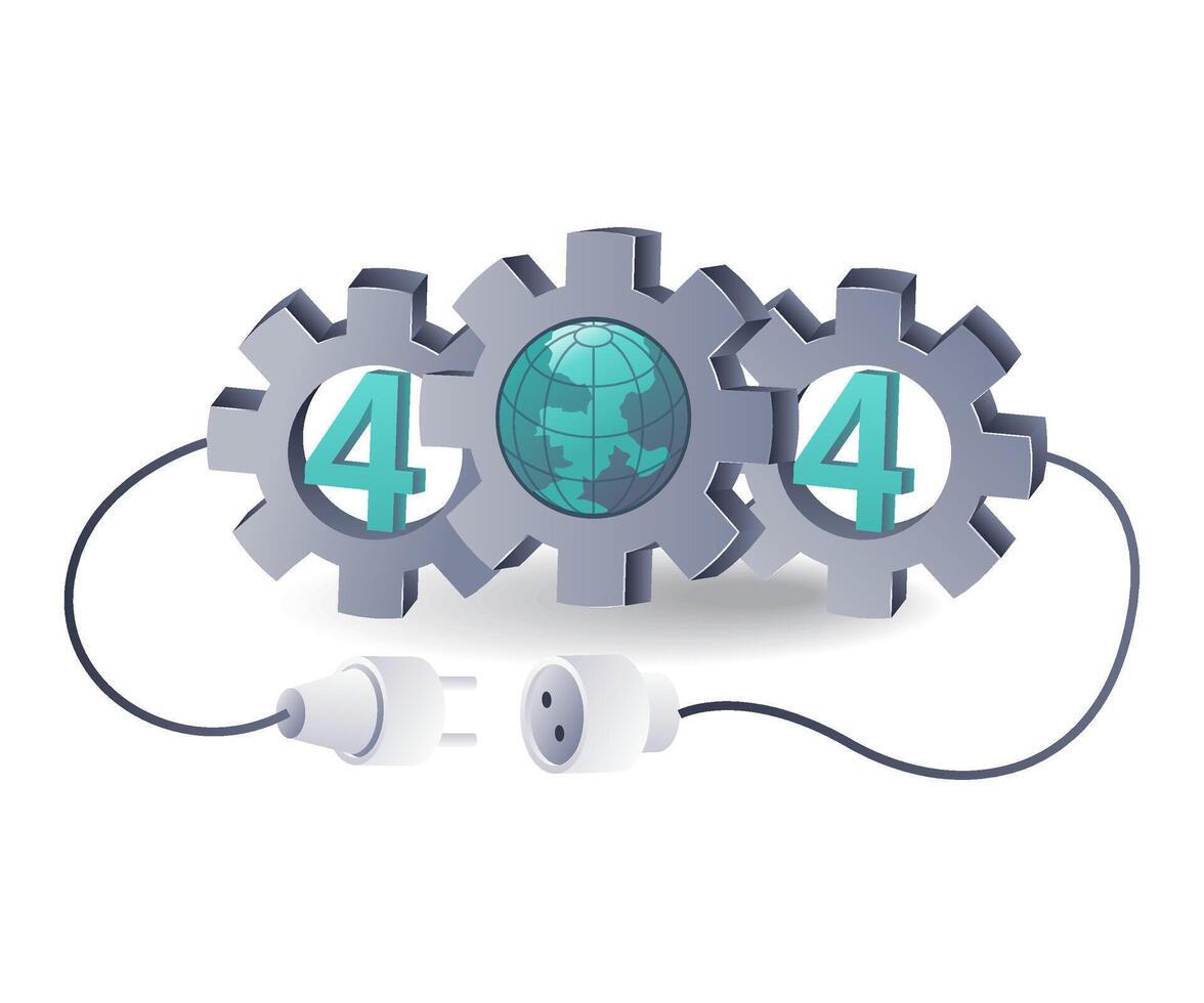 Troubleshooting process for error code 404 in internet technology vector