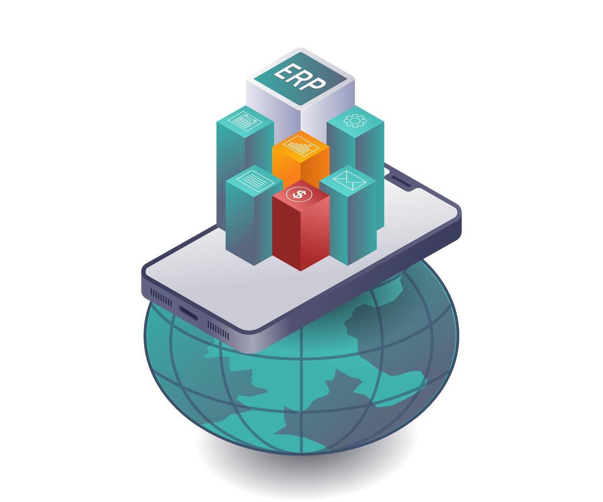 Impact of Smartphone ERP Apps on Global Business Development vector