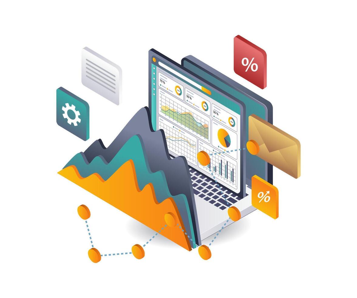 Computer Technology Data Analysis for Digital Business Growth vector