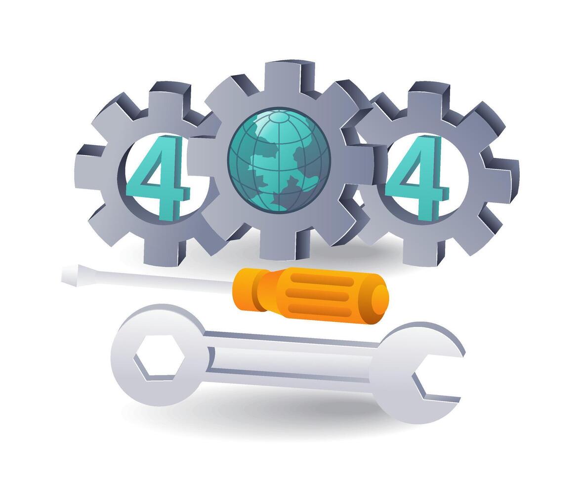 Error code 404 resolution process in internet technology vector