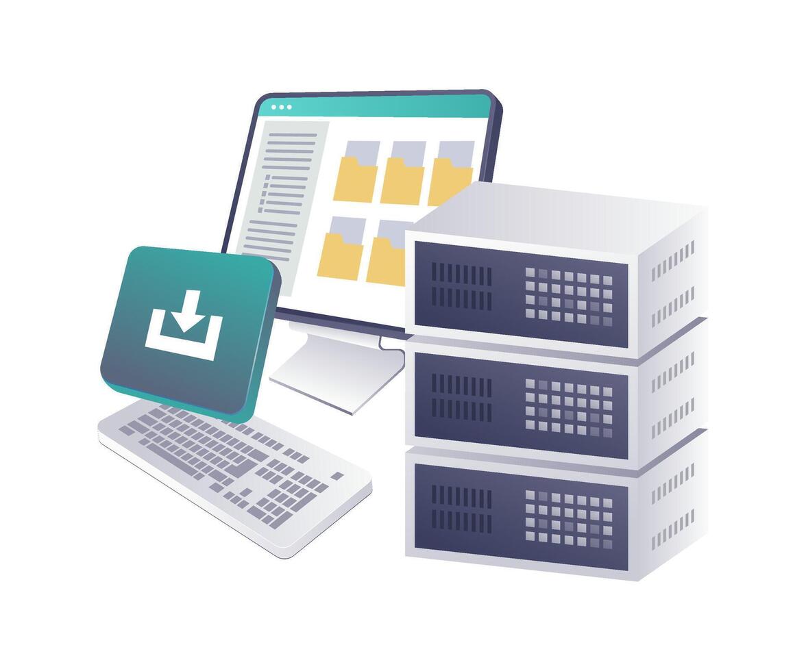 Ensuring Security in Data Download and Upload on Servers vector