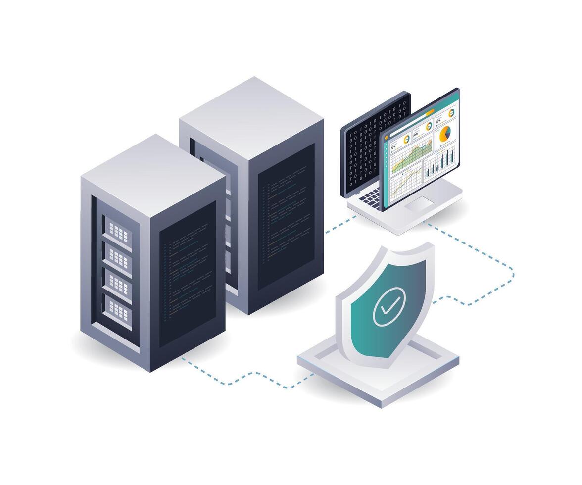 Data Security Analysis of Server System Technology vector