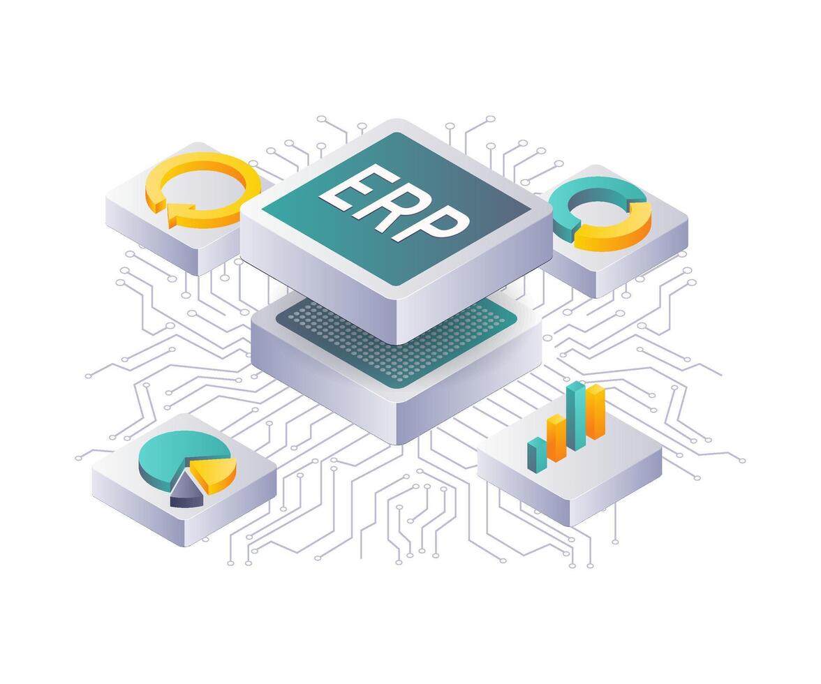 ERP Network Technology for Business Analysis vector