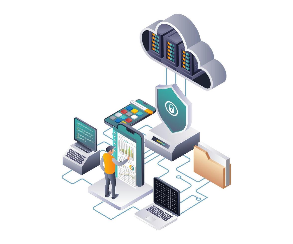 Analytics Management for Developers in Big Data Center Cloud Servers vector