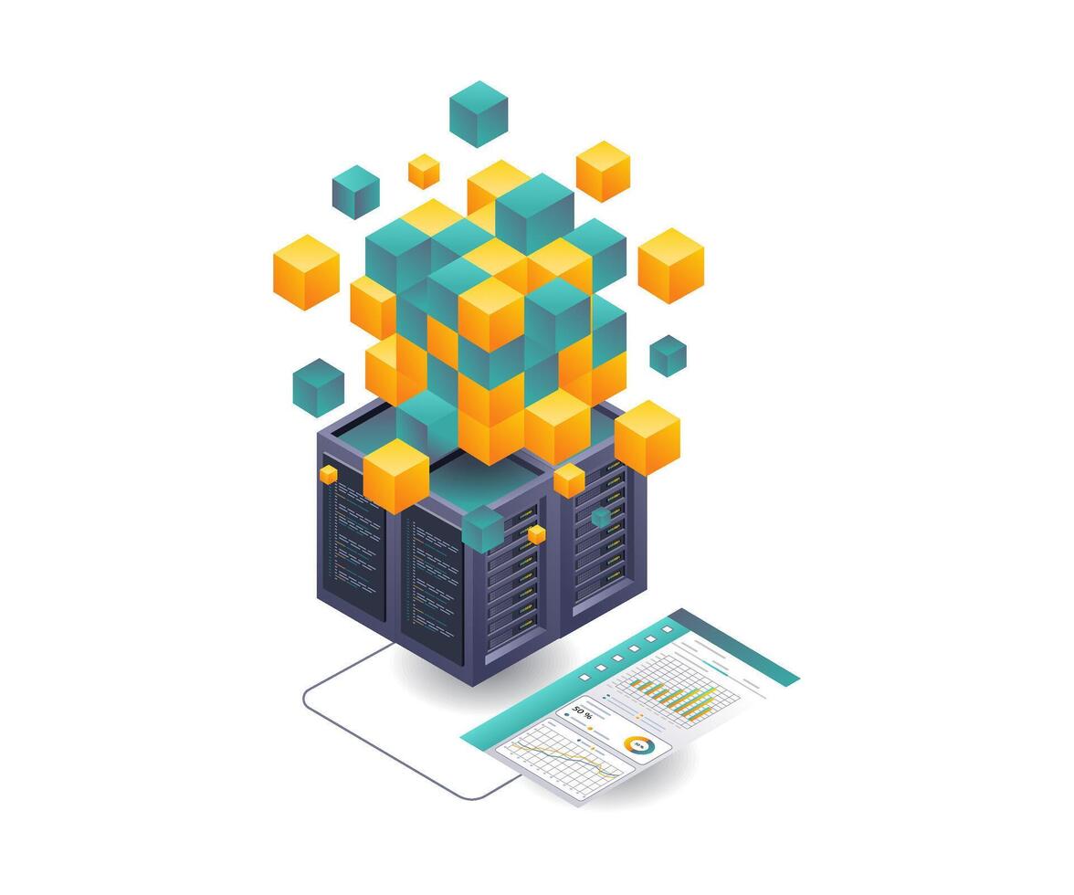 Analyzing Blockchain Server Technology vector