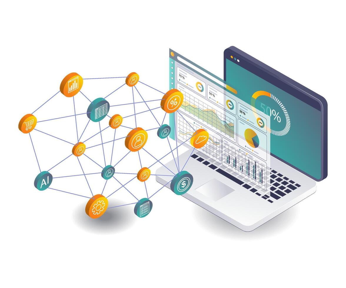 Analysis of Business Network Development in Technology vector