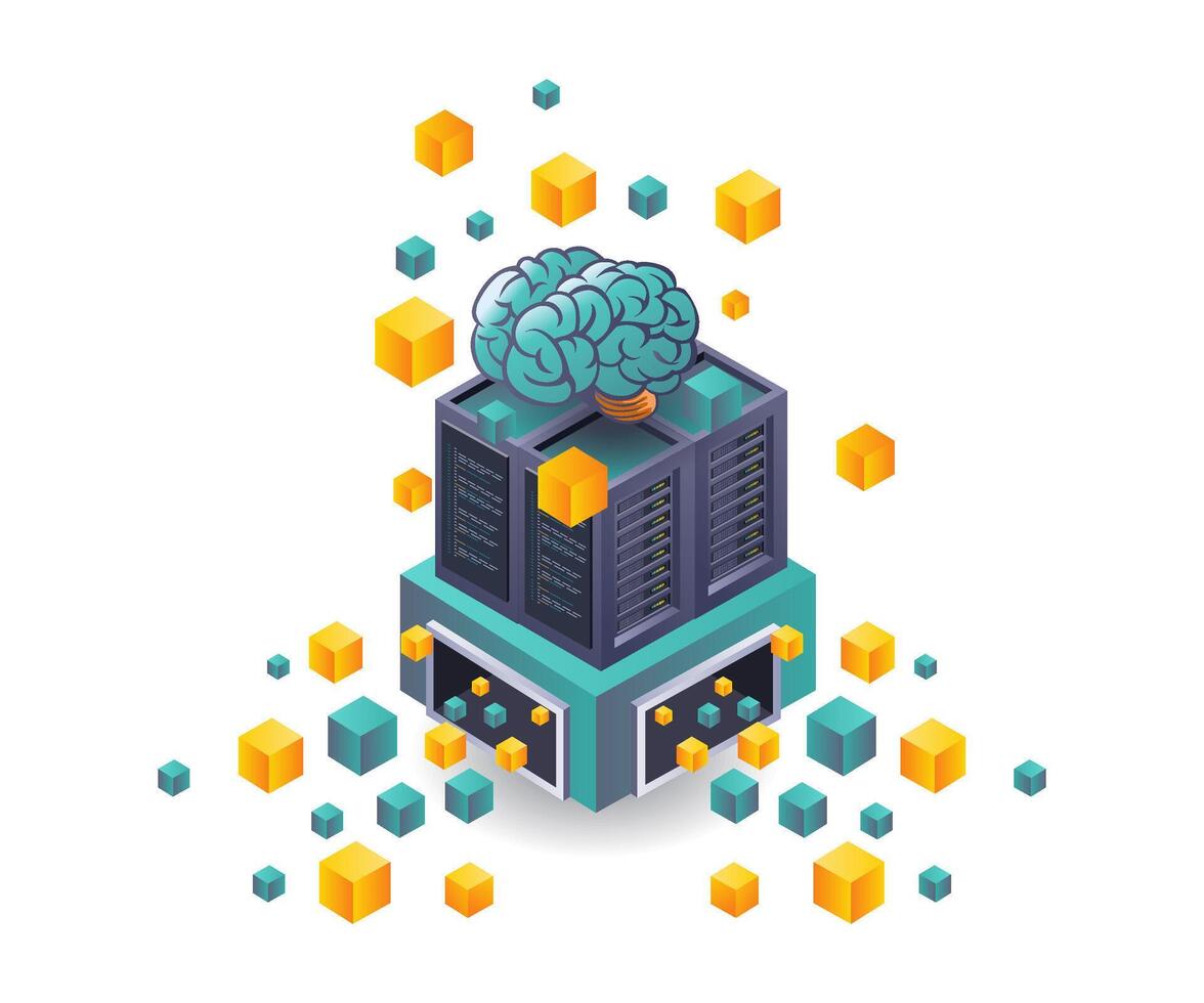 Blockchain and Artificial Intelligence Technologies for Server Infrastructure vector