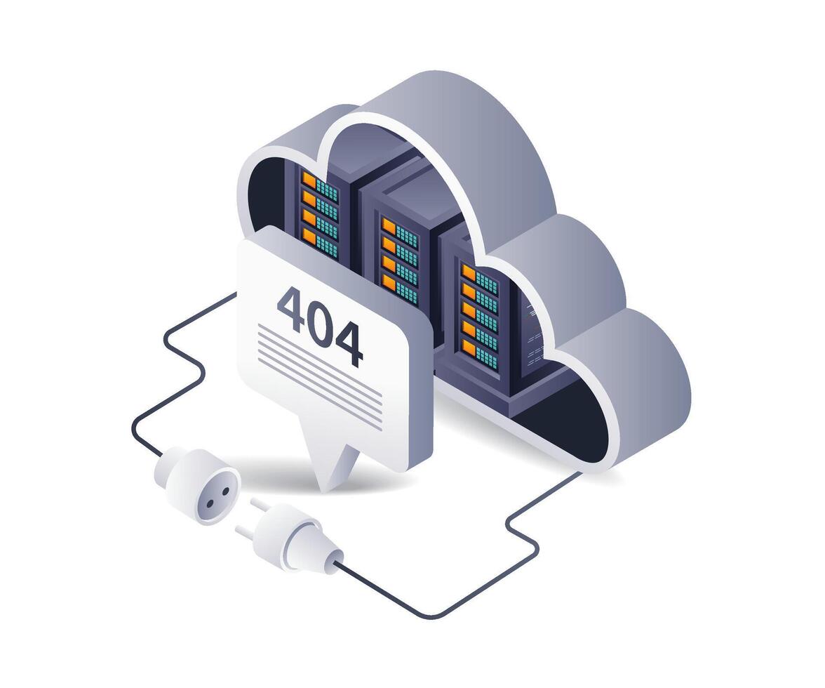 Repairing error code 404 on the cloud server vector