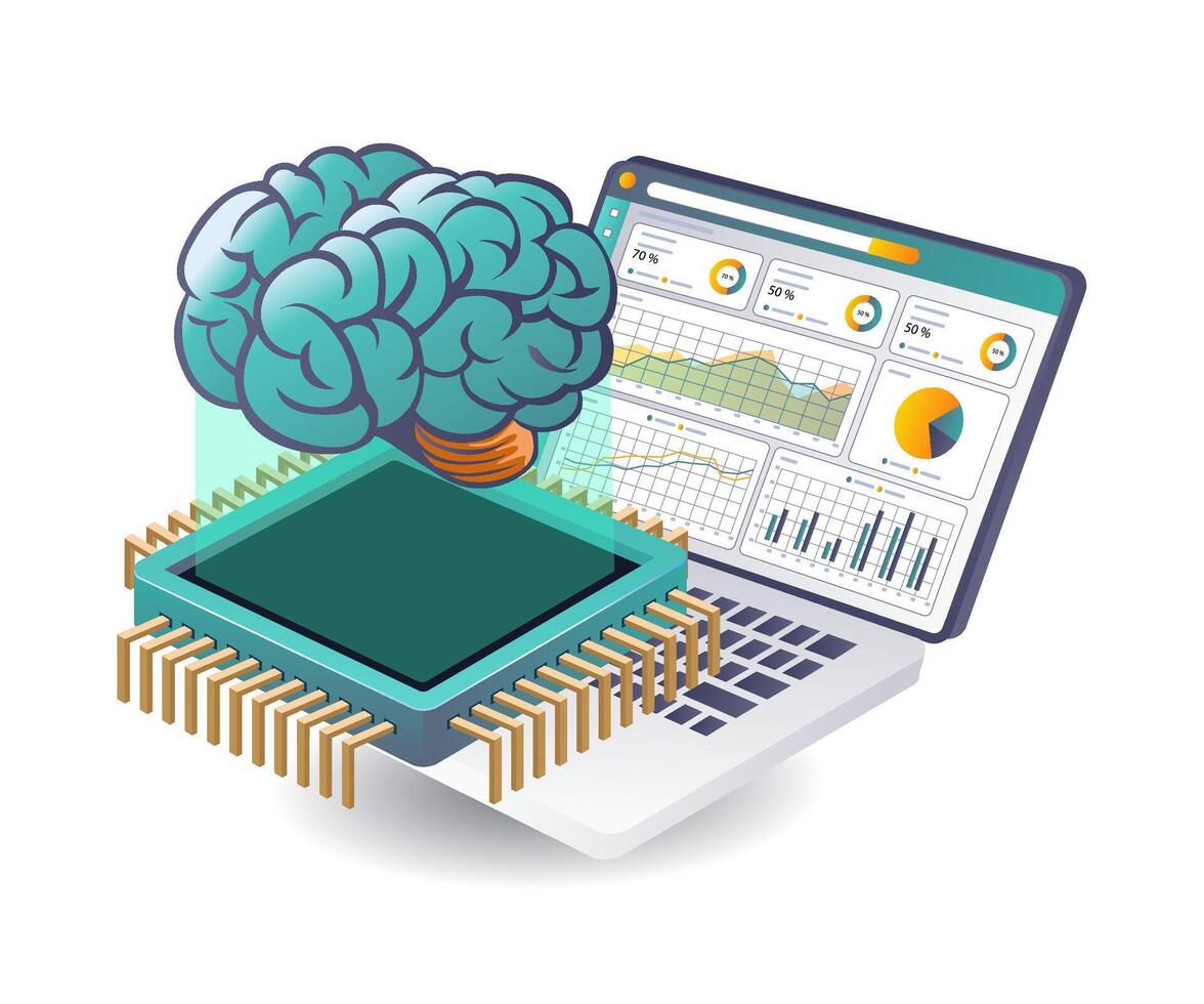 Artificial Intelligence Data Analysis in Technology vector