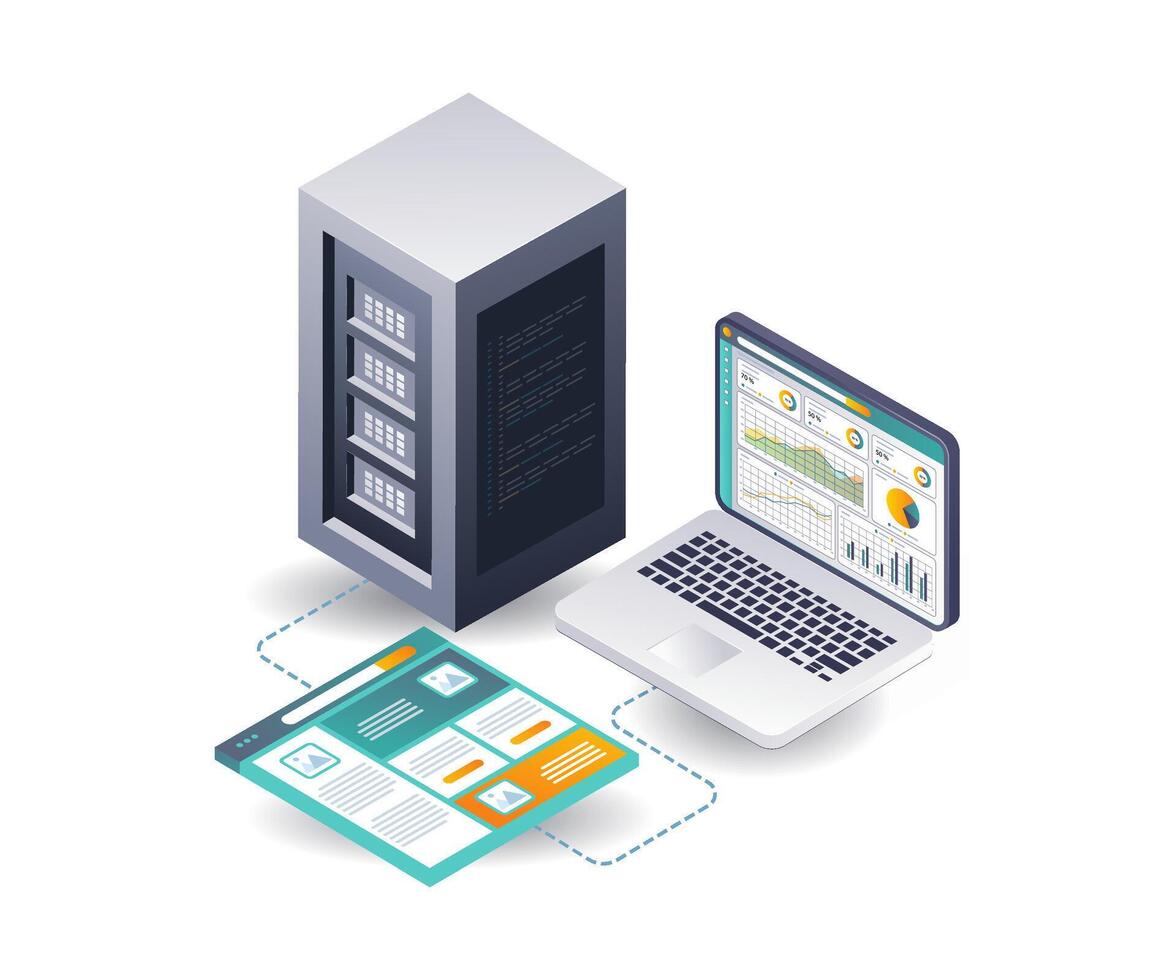 Web Design Analysis of Computer Servers vector