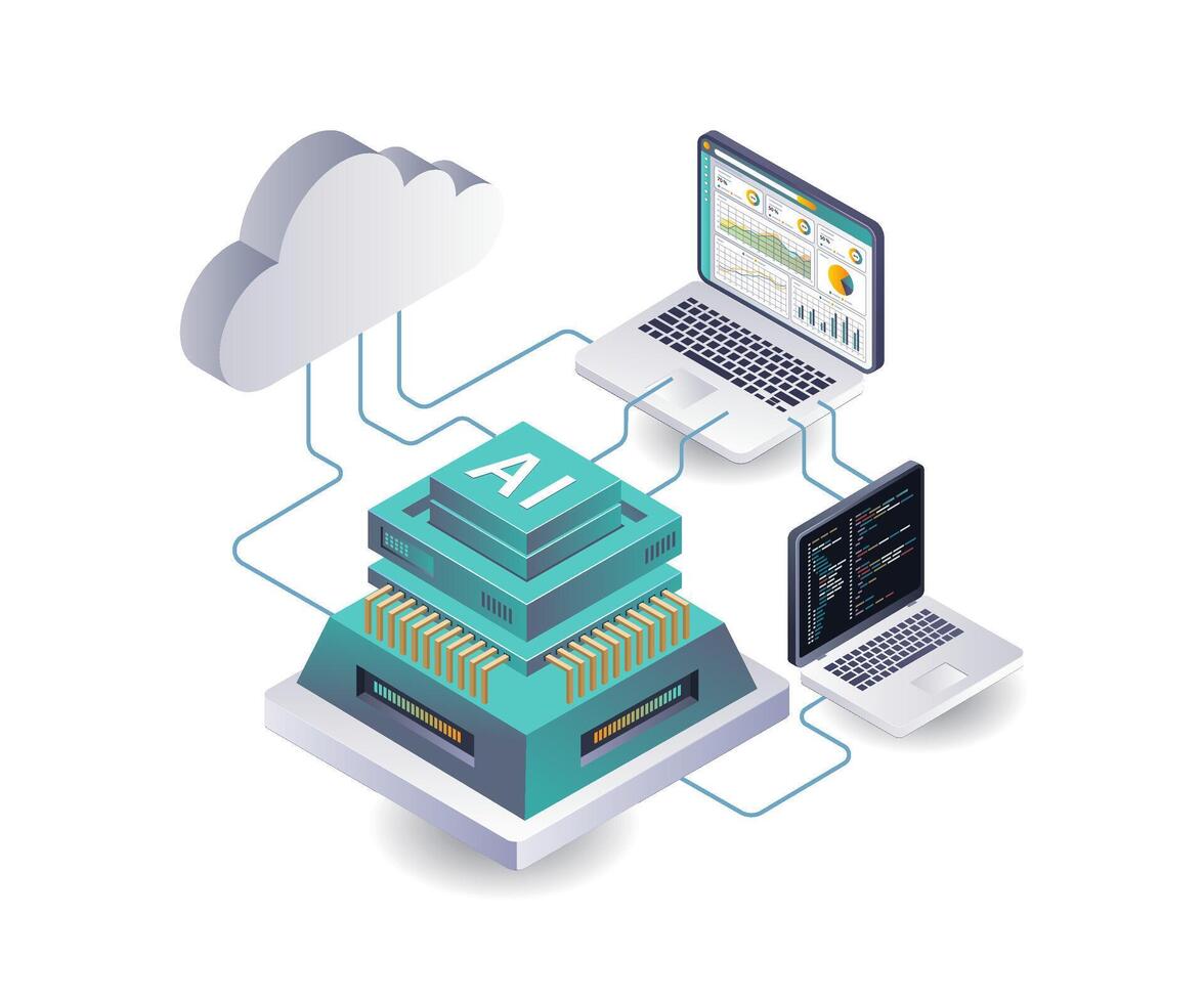Server System Artificial Intelligence Analytics vector