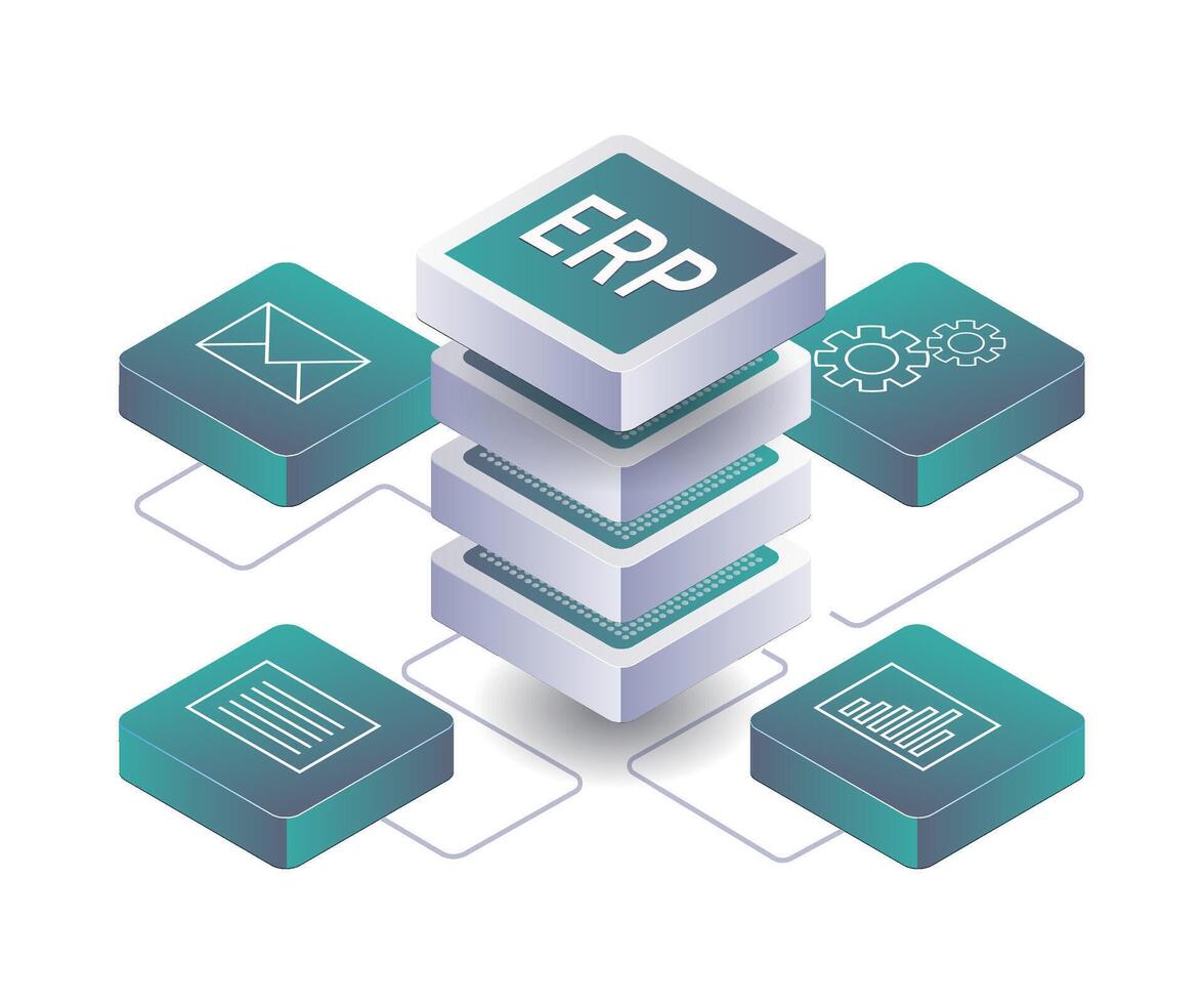Strategic Growth of ERP Database Server Networks in Business vector