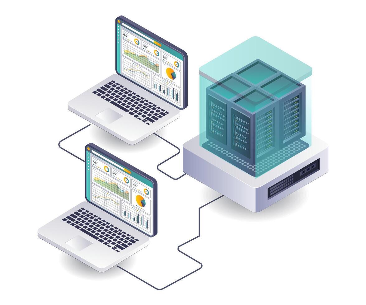 Computer Technology for Server Data Analysis vector