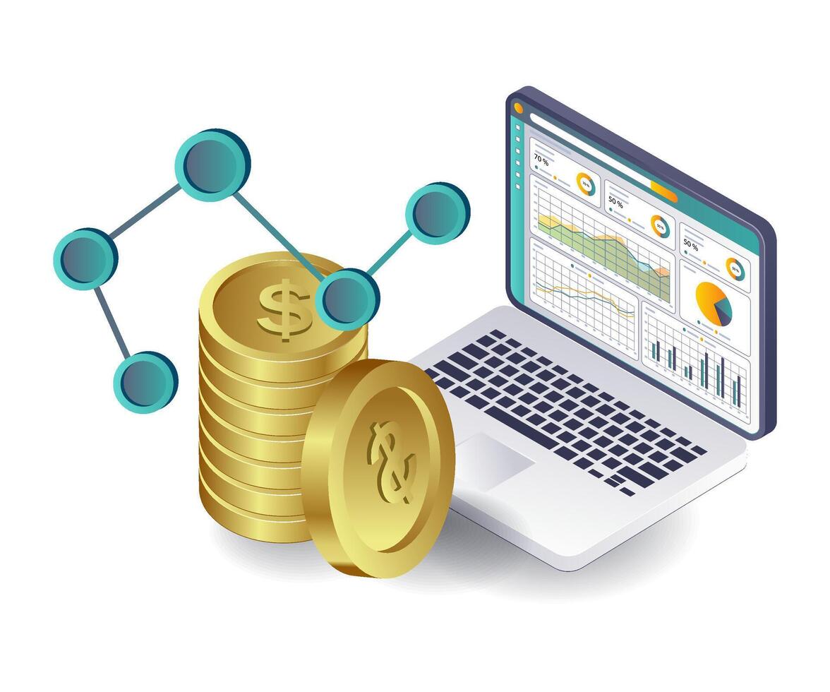 Automated Solutions for Business Financial Analysis with Computers vector