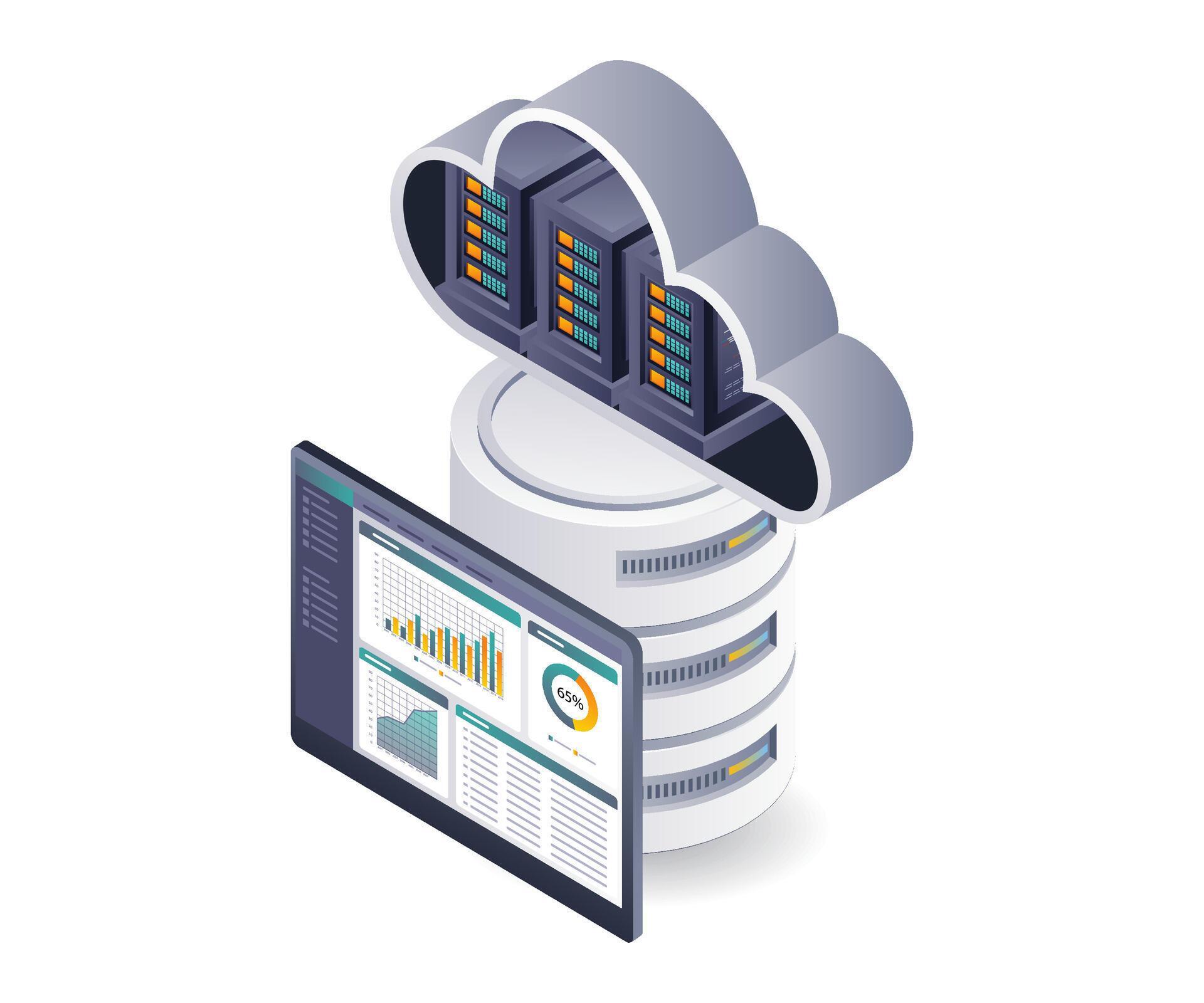 Cloud server system data analysis technology 47546386 Vector Art at ...