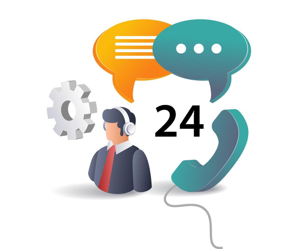 24 hour customer service communication 47546406 Vector Art at Vecteezy