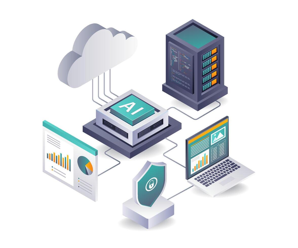 artificial inteligencia aplicaciones en nube servidor desarrollo vector